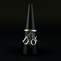 Christian Dior by John Galliano Silver Tone Logo Charm Ring — Size 6.5
