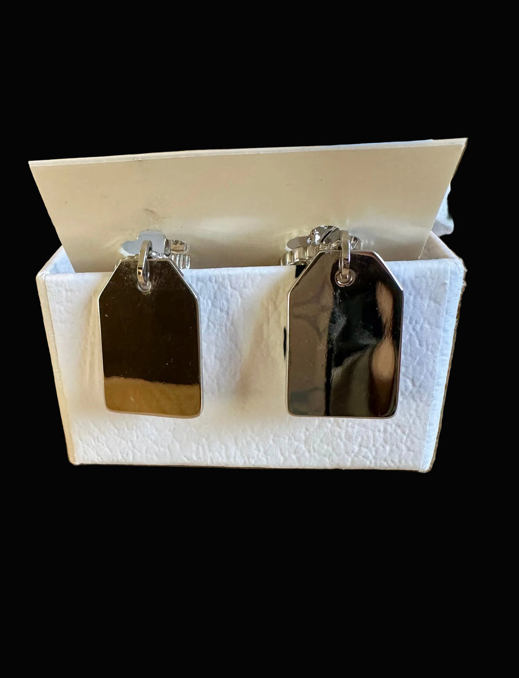Christian Dior Couture Silver & Ivory Tag Clip-On Earrings — With Box