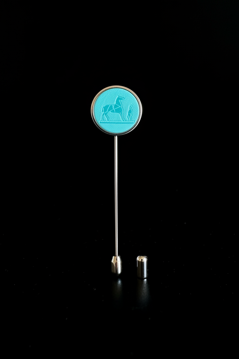 Hermès Turquoise Enamel Equestrian Stick Pin