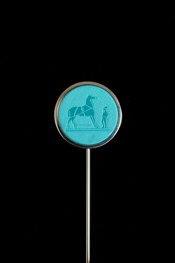 Hermès Turquoise Enamel Equestrian Stick Pin