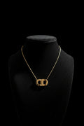 Christian Dior Signed CD Logo Gold-Tone Pendant Cable Chain Necklace