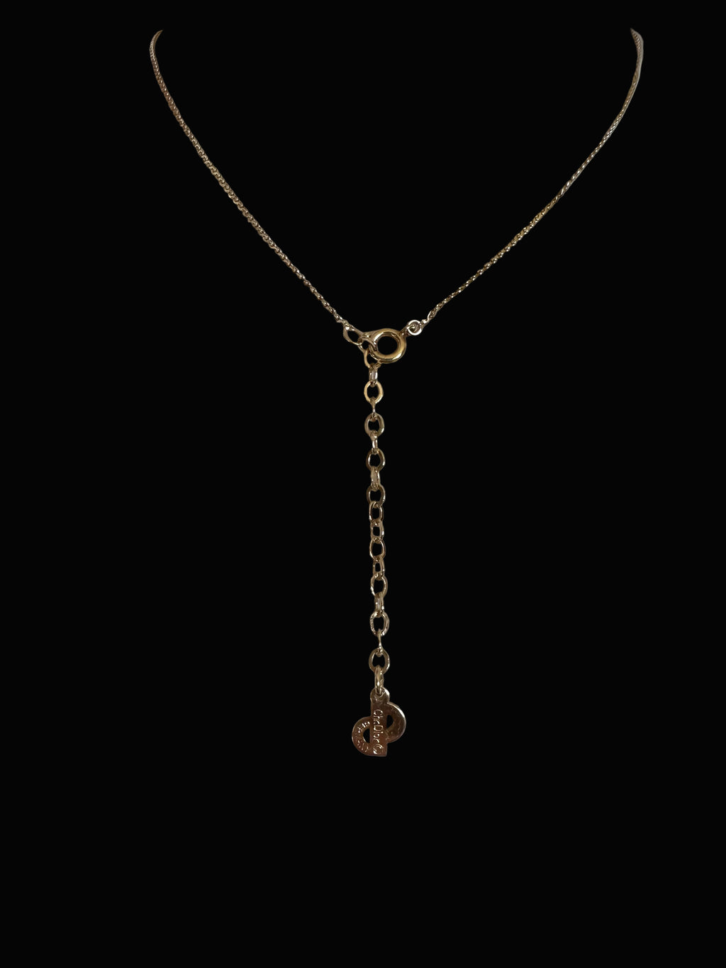 Christian Dior Signed CD Logo Gold-Tone Pendant Cable Chain Necklace