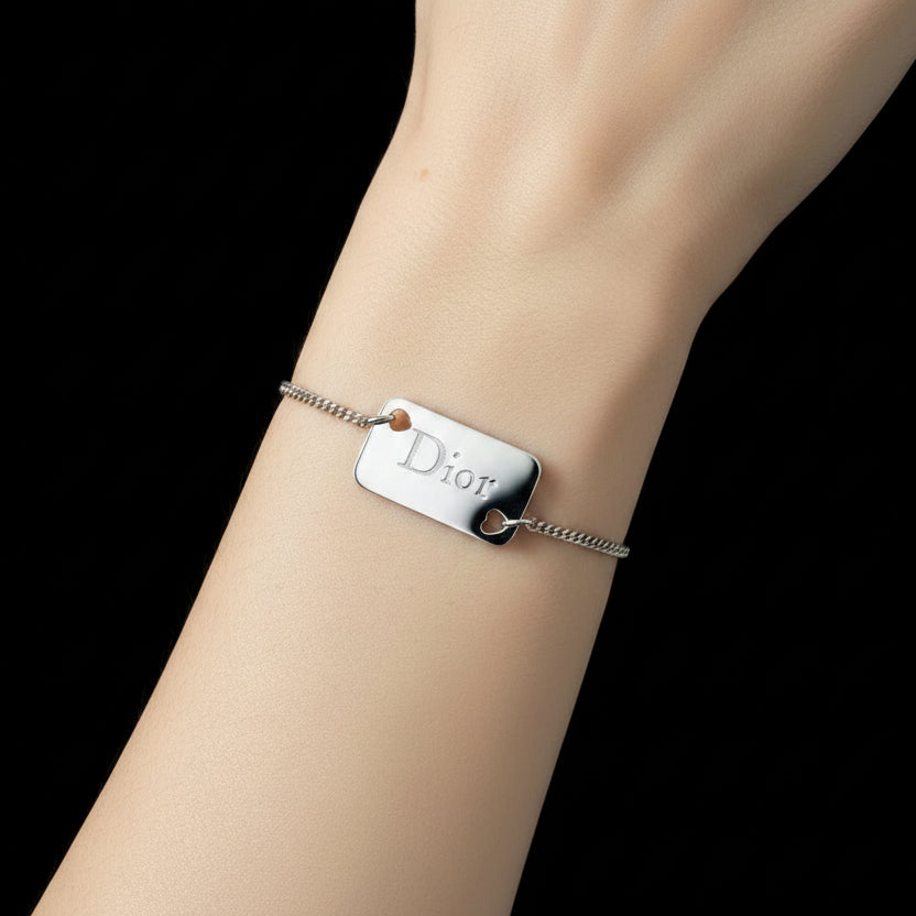 Christian Dior Silver Heart Charm Bracelet