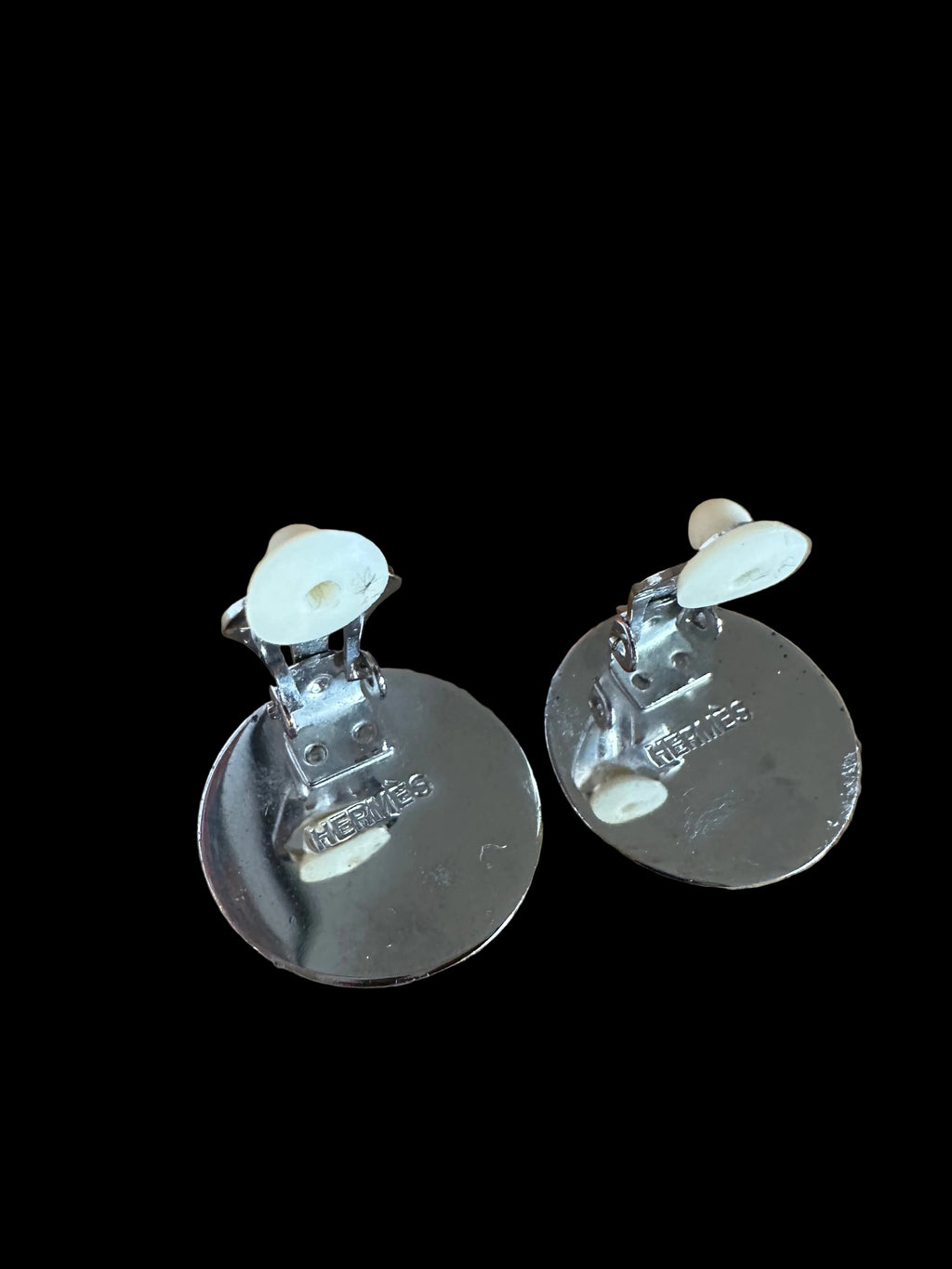 Hermès Vintage Cloisonné Enamel Clip-On Earrings, Signed, with Original Box