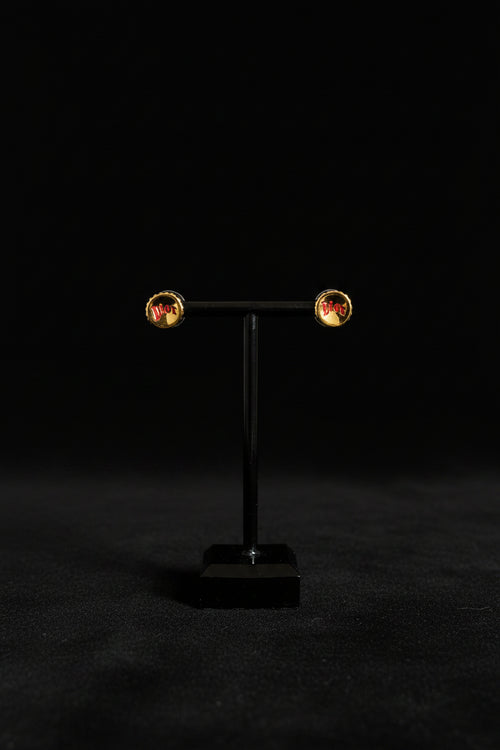 Christian Dior John Galliano Era Vintage Crushed Bottle Cap Enamel Stud Earrings, Signed