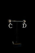 Christian Dior CD Logo Silver Earrings