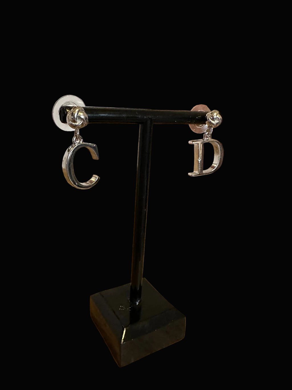Christian Dior CD Logo Silver Earrings