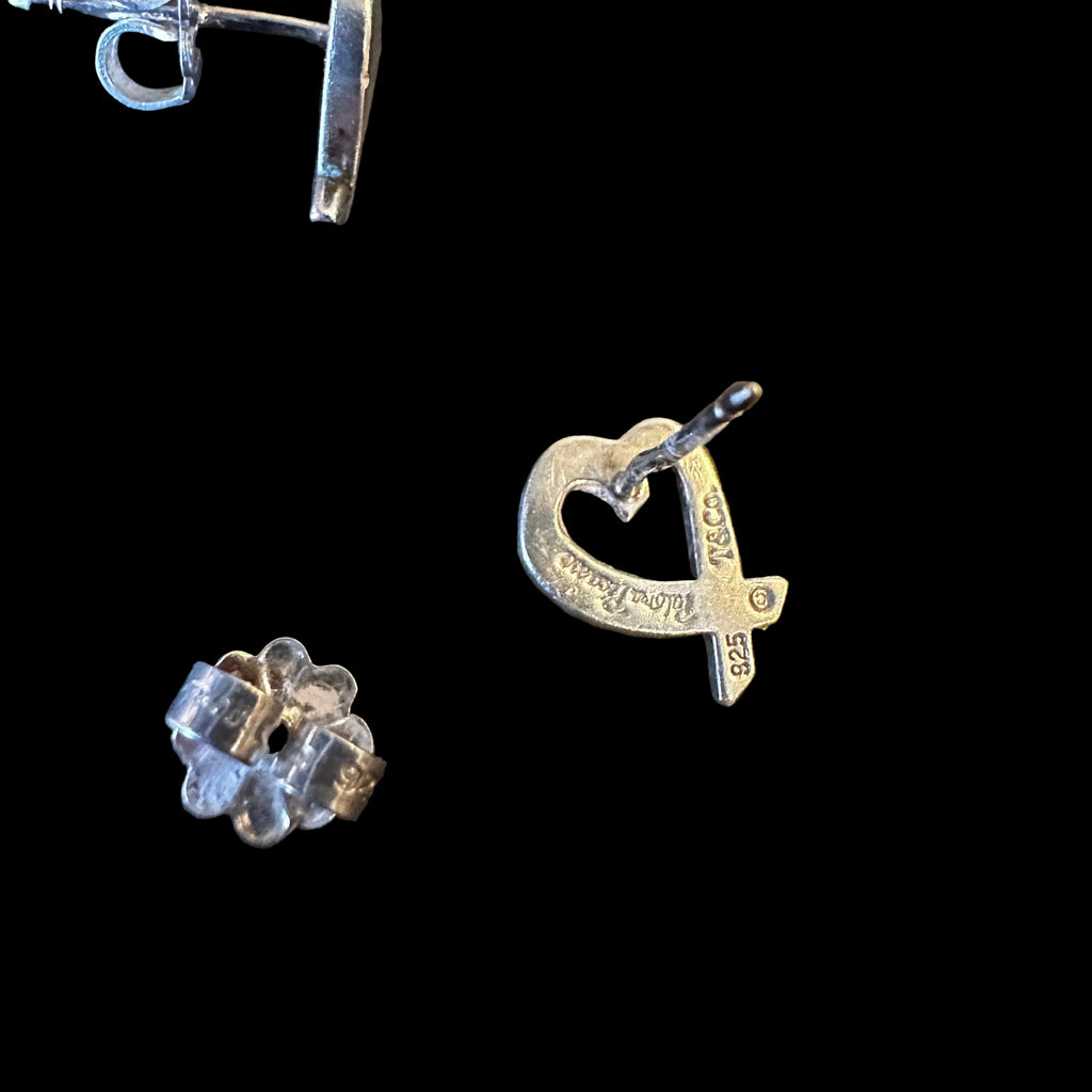 Tiffany & Co. Paloma Picasso Loving Heart 925 Sterling Silver Stud Earrings