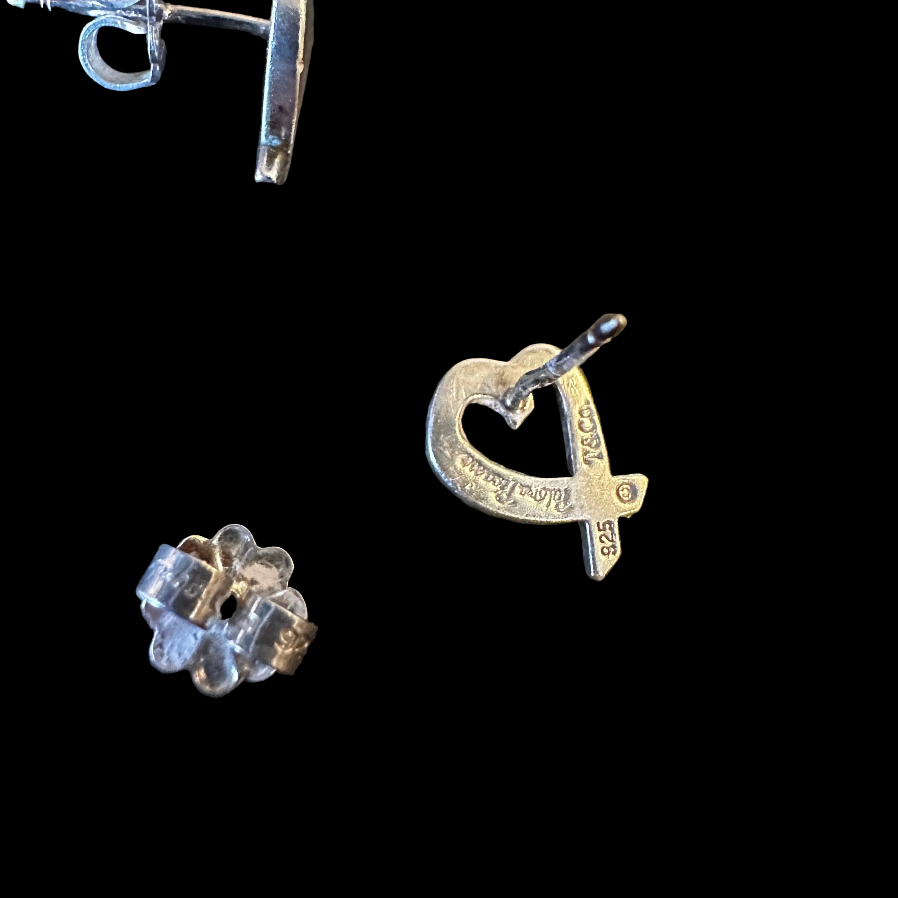 Tiffany & Co. Paloma Picasso Loving Heart 925 Sterling Silver Stud Earrings