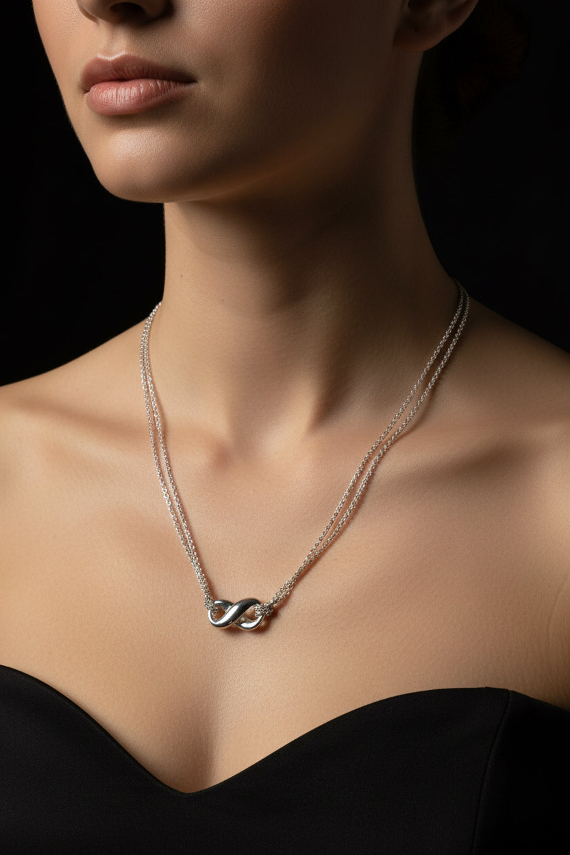 Tiffany & Co. Tiffany Infinity 925 Silver Infinity Pendant Necklace Signed
