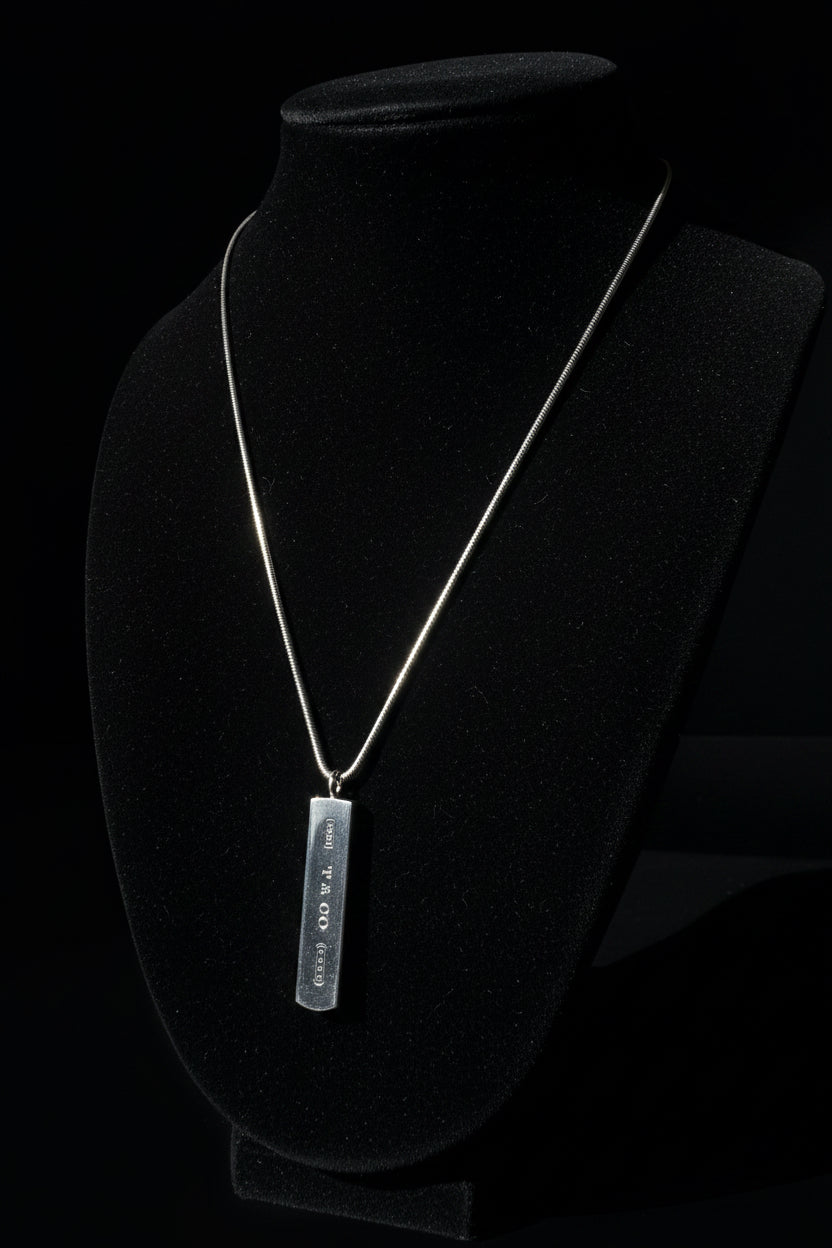 Tiffany & Co. 1837 925 Sterling Silver Rectangle Bar Pendant Snake Chain