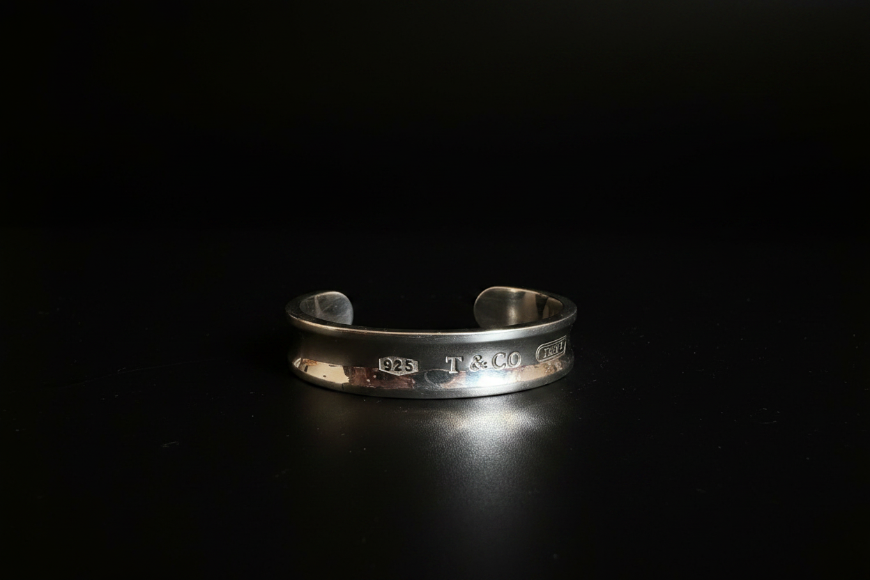 Tiffany & Co. Vintage 1837 925 Sterling Silver Wide Cuff Bracelet Signed