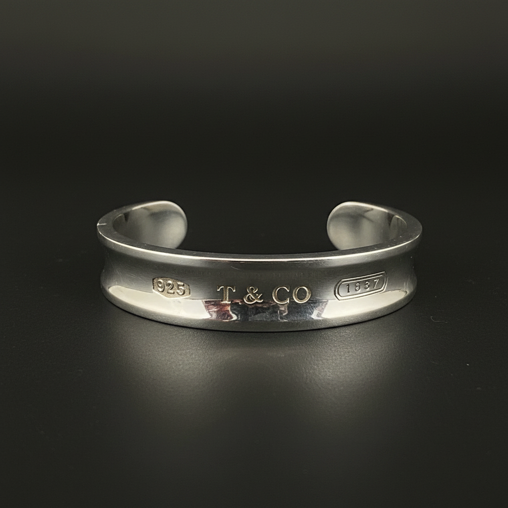 Tiffany & Co. Vintage 1837 925 Sterling Silver Wide Cuff Bracelet Signed
