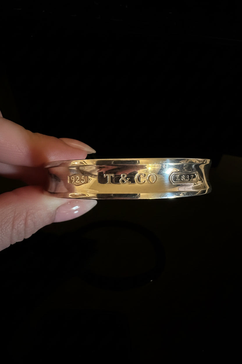 Tiffany & Co. Vintage 1837 925 Sterling Silver Wide Cuff Bracelet Signed