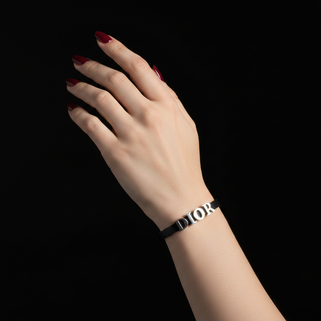 DIOR bracelet on feminine wrist close-up