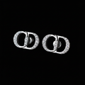 Dior CD Logo Stud Earrings - Black Background