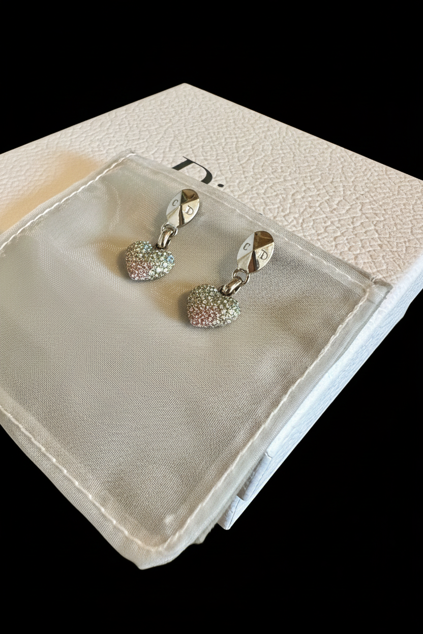 Dior Earrings Overhead with Box