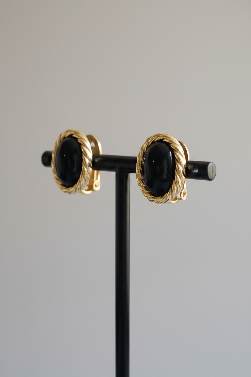 Earrings on Stand — Original Angle, Grey BG