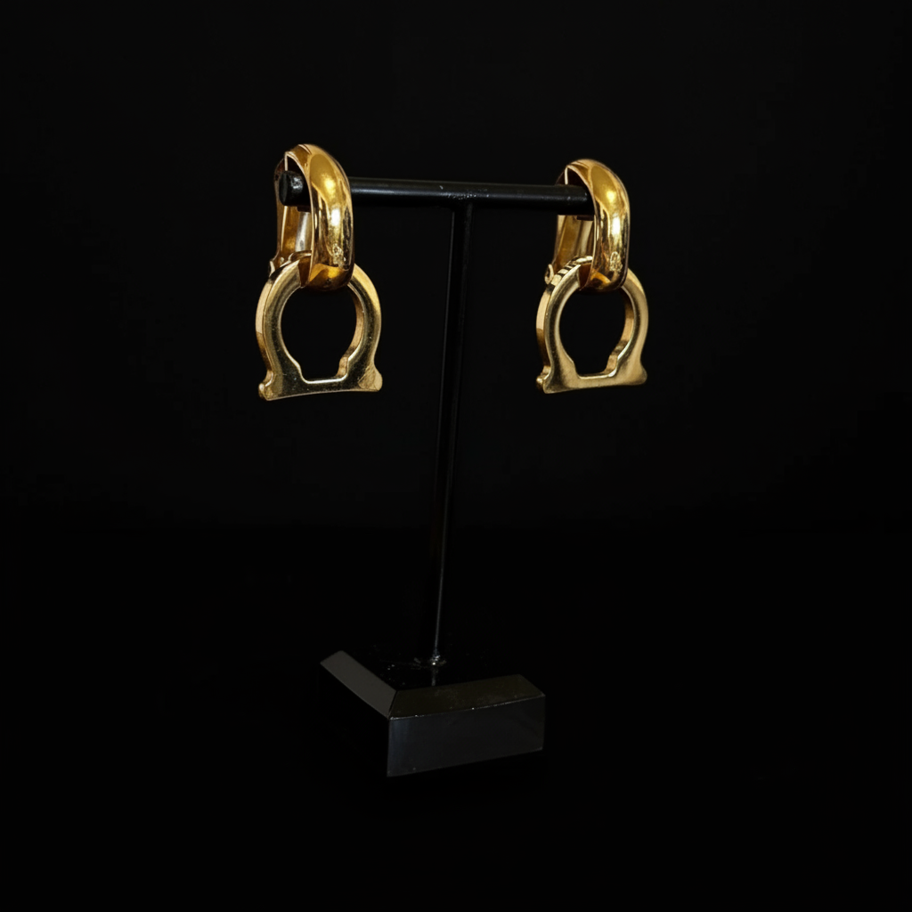 Gold Door Knocker Earrings - Black Background