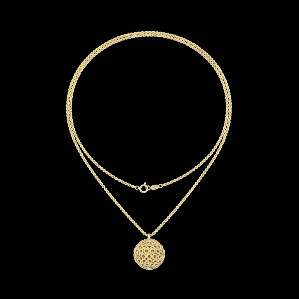 Gold Rope Chain Pendant Necklace Flat Lay