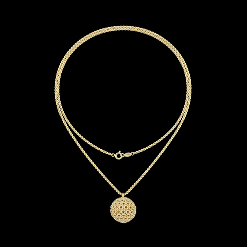Gold Rope Chain Pendant Necklace Flat Lay