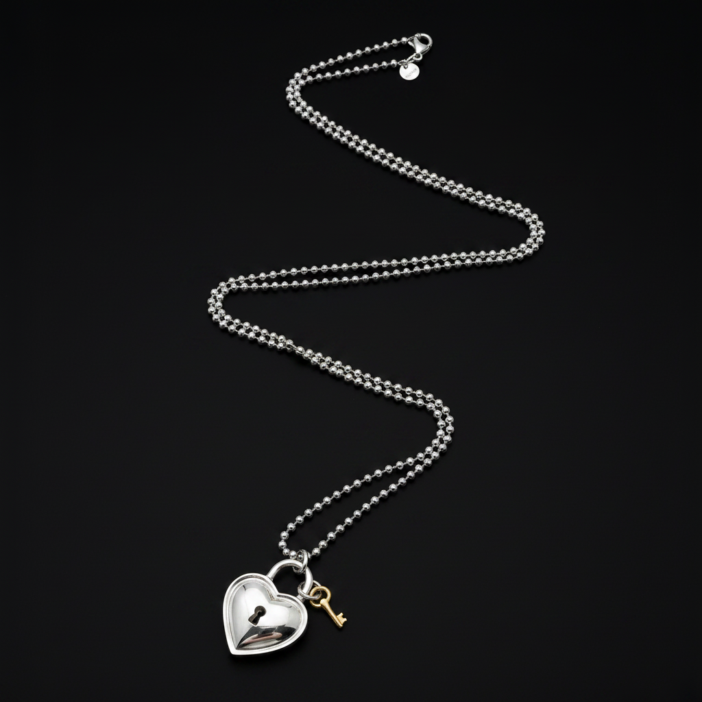 Heart Lock Flat Lay - Black Studio