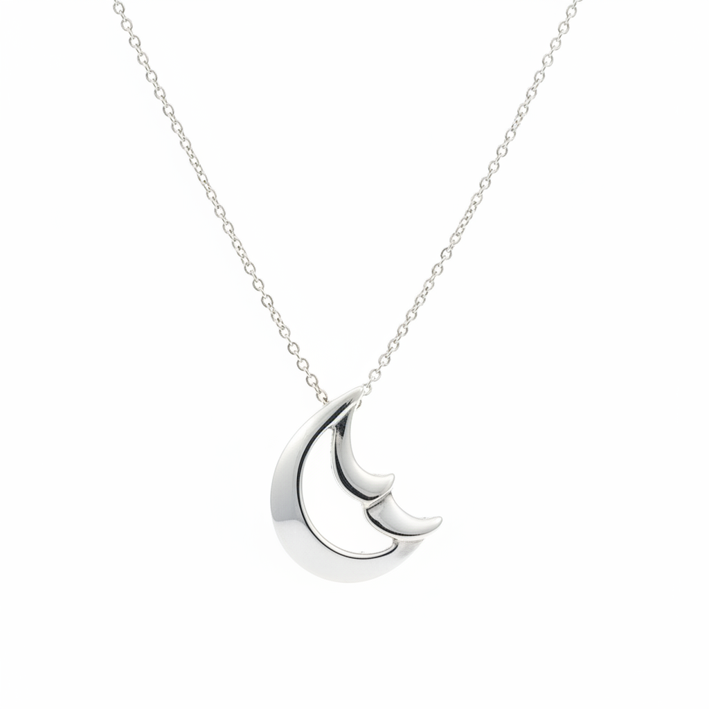 Tiffany & Co. Paloma Picasso 925 Silver Crescent Moon Pendant - Close Up