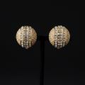 Christian Dior vintage crystal dome clip-on earrings on stand, front