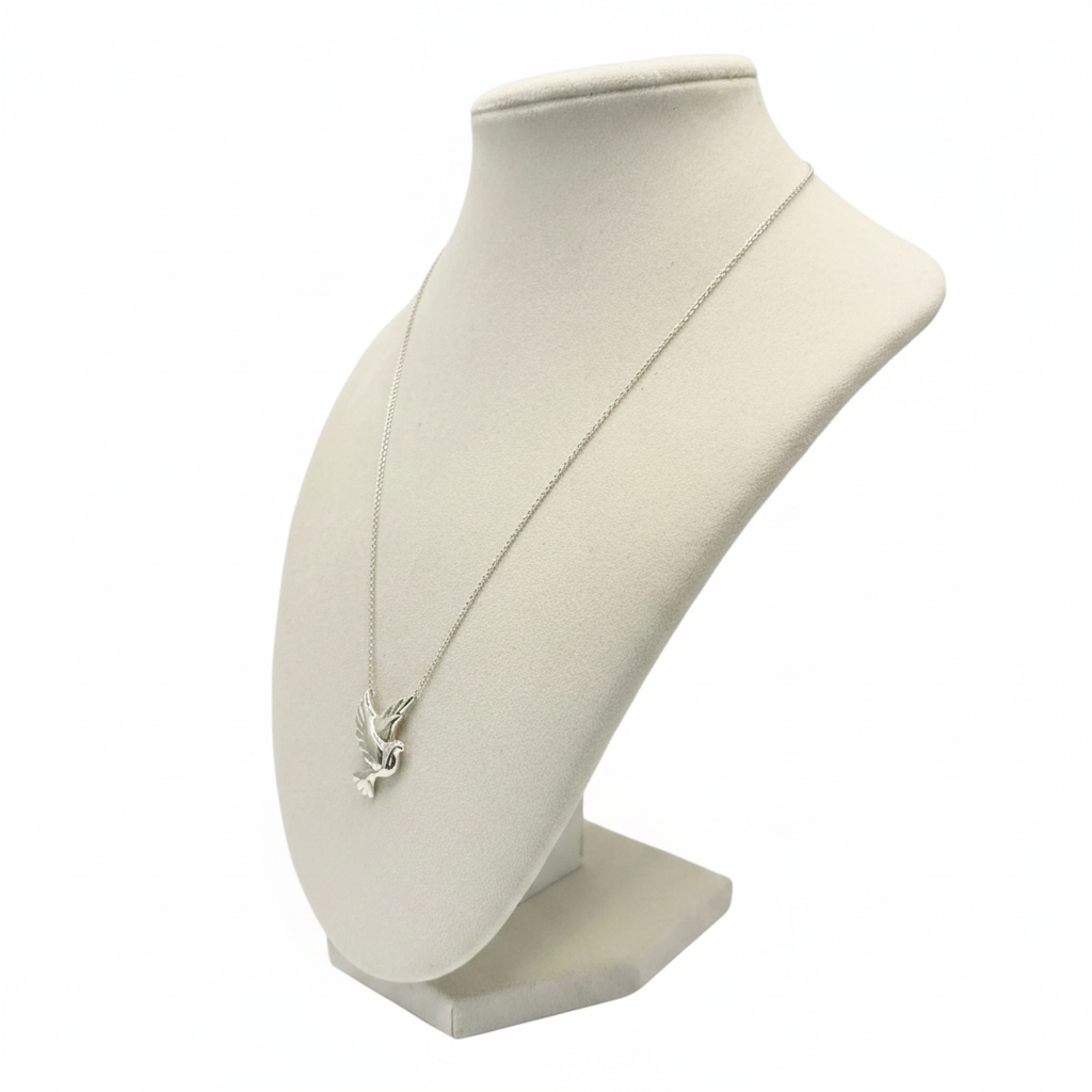 Tiffany & Co. Paloma Picasso 925 Sterling Silver Dove Pendant Necklace - Side View