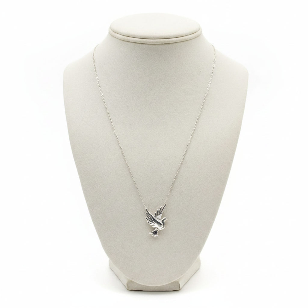 Tiffany & Co. Paloma Picasso 925 Sterling Silver Dove Pendant Necklace - Full Length