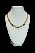 Christian Dior Vintage Gold Plated Cuban Chain with Blue Crystal Accents, 1980’s