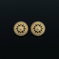 Vintage Dior Gold Filigree Stud Earrings - Flat Lay