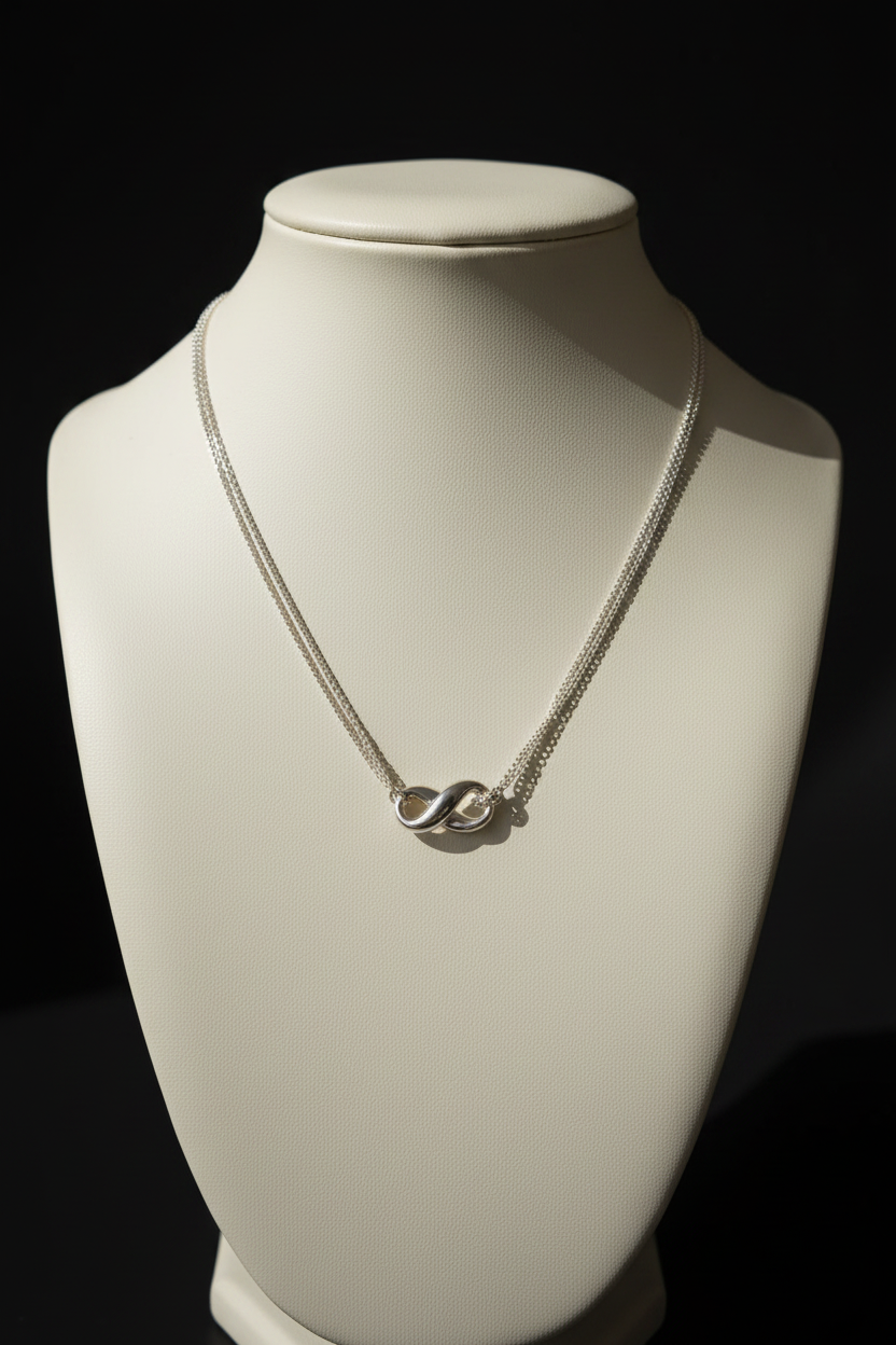 Infinity Necklace — Ivory Bust, Black BG