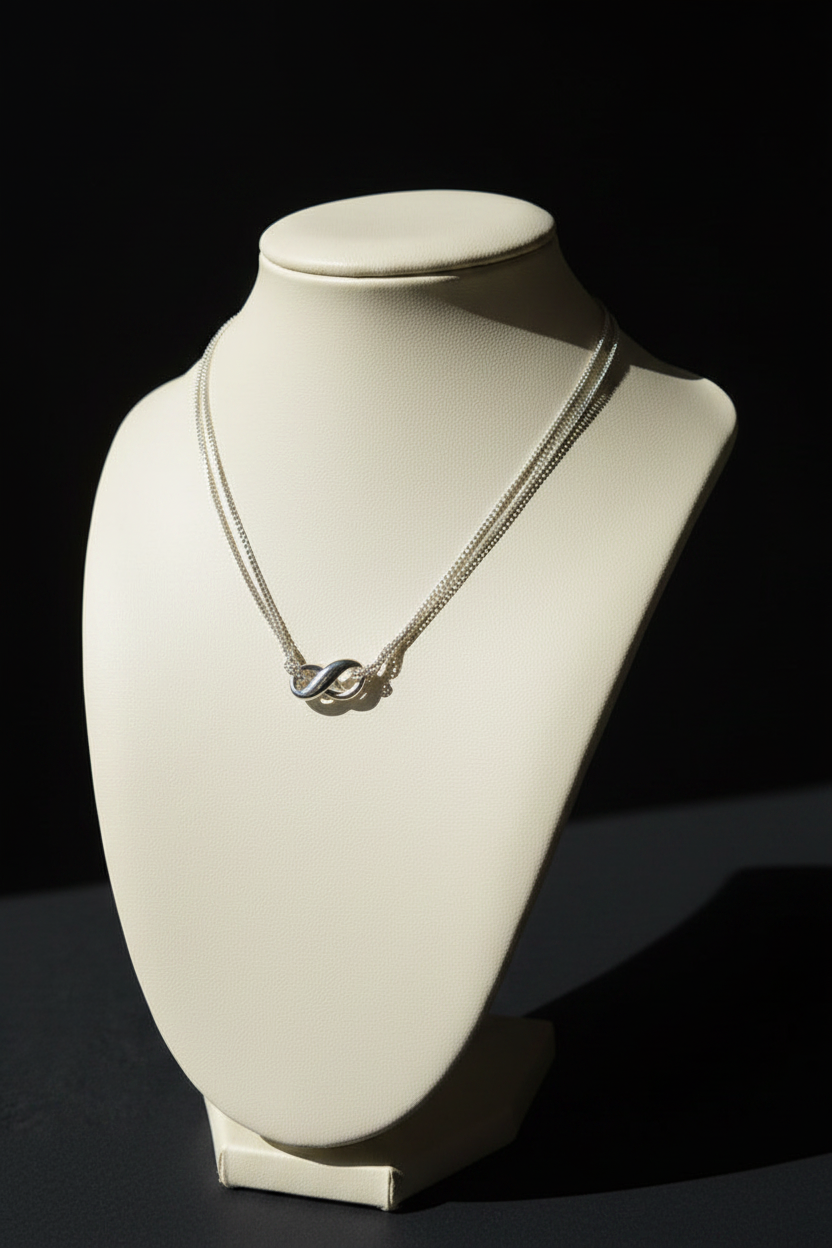 Infinity Necklace — Ivory Bust, Black BG