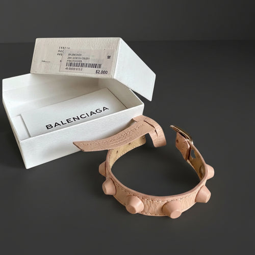 Balenciaga Arena Giant Stud Triple Tour Wrap Bracelet - Pink Powder The Gilt Archive