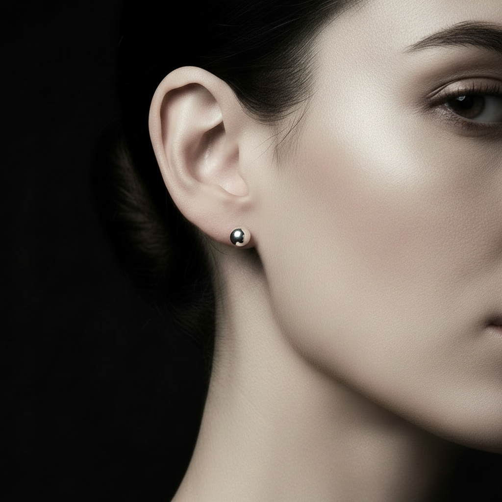 Macro close-up - 8mm Ball Earring