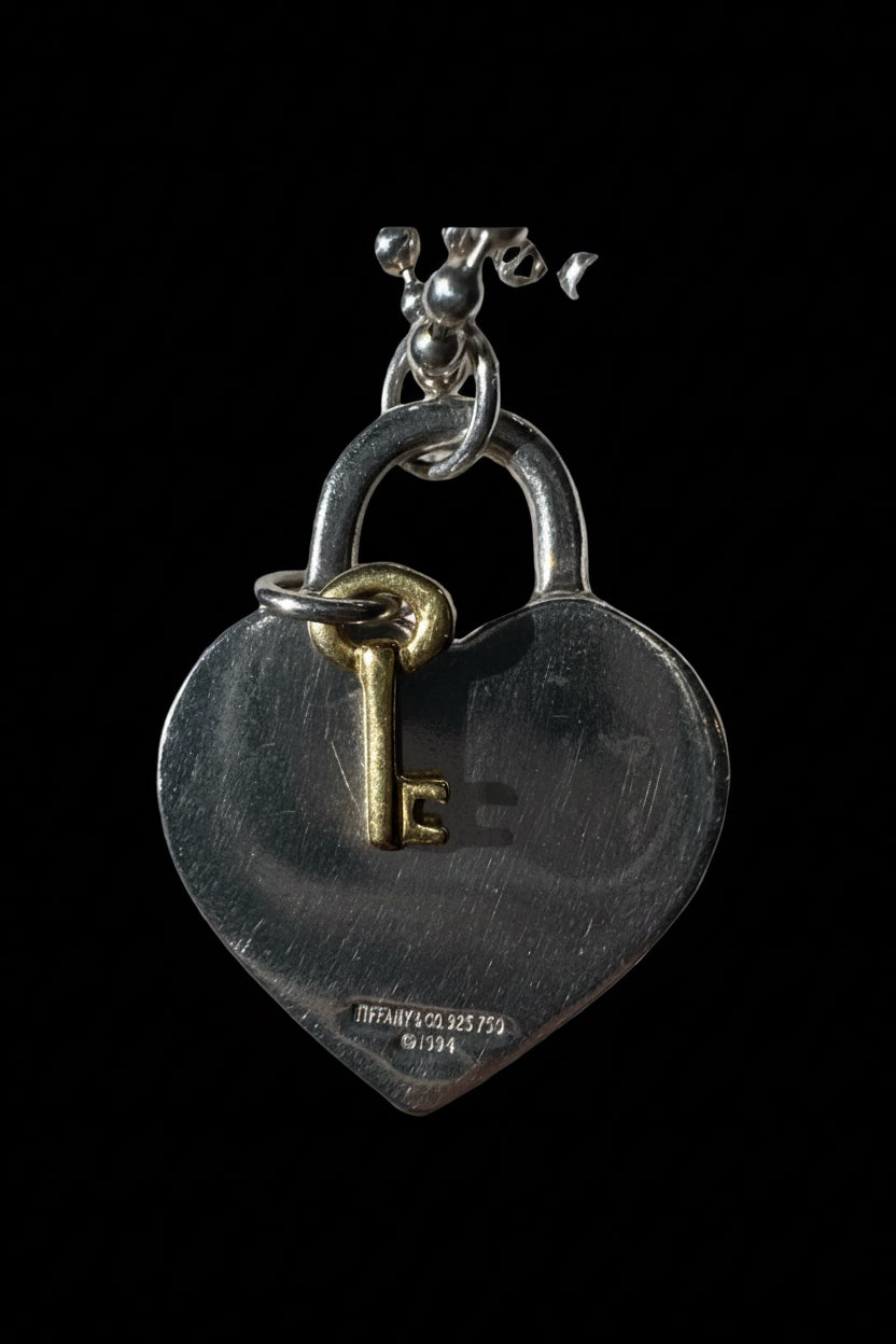 Tiffany & Co. Heart Lock & Key Pendant Necklace — Mixed Metal 925 & 750 | Dated 1994 | Pre-Owned