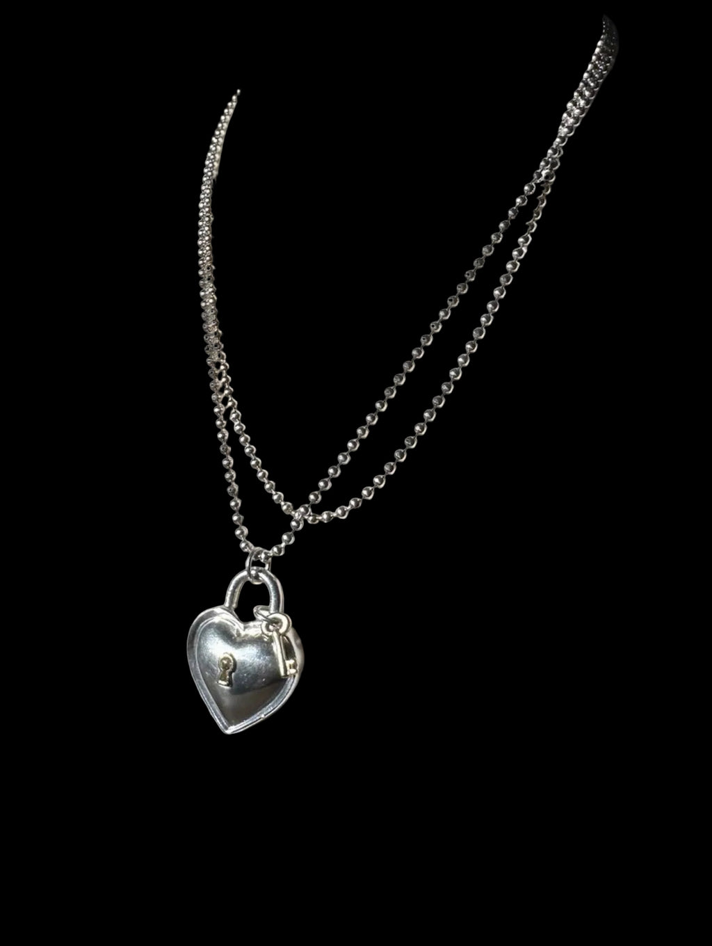Tiffany & Co. Heart Lock & Key Pendant Necklace — Mixed Metal 925 & 750 | Dated 1994 | Pre-Owned