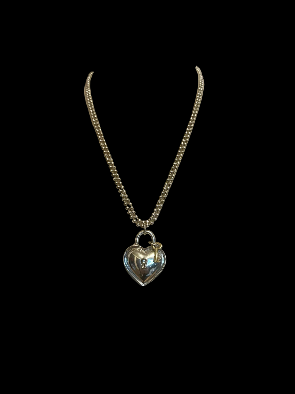 Tiffany & Co. Heart Lock & Key Pendant Necklace — Mixed Metal 925 & 750 | Dated 1994 | Pre-Owned