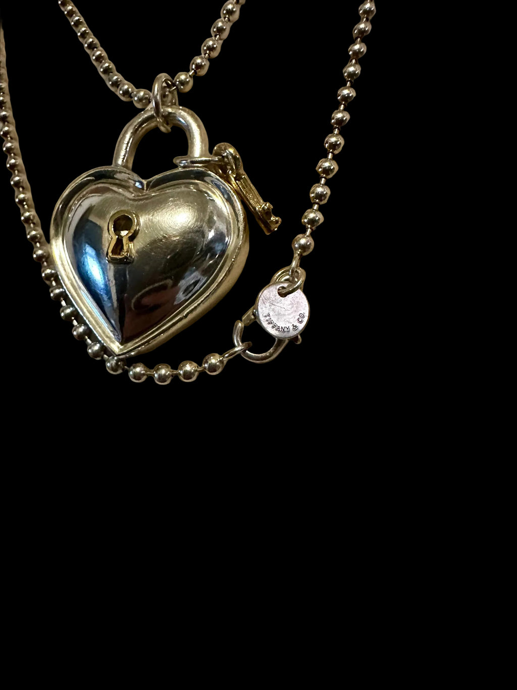 Tiffany & Co. Heart Lock & Key Pendant Necklace — Mixed Metal 925 & 750 | Dated 1994 | Pre-Owned