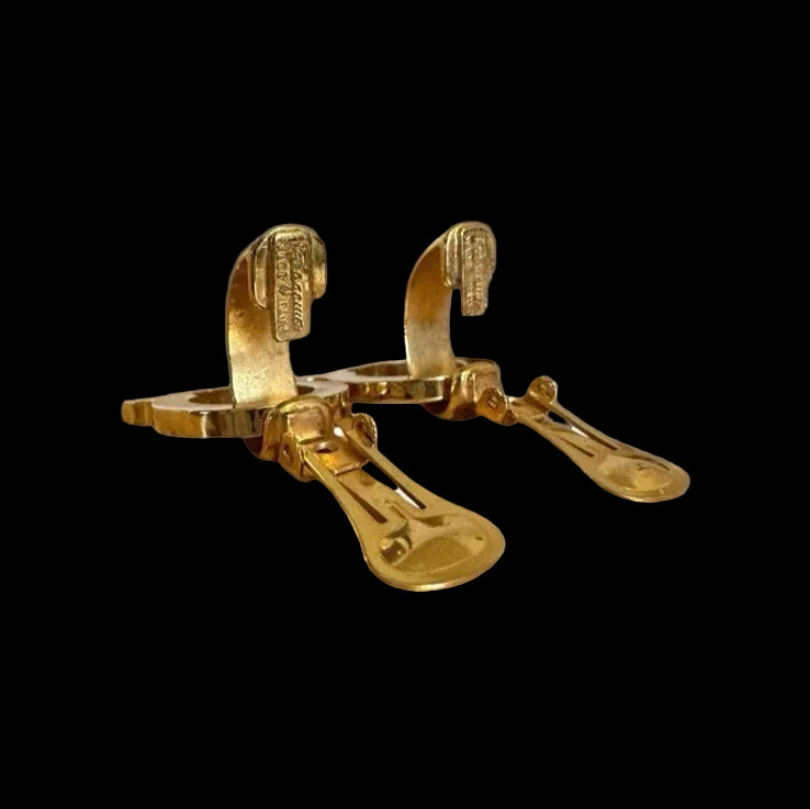 Ferragamo Gancini Stirrup Drop Earrings in Polished Gold-Tone