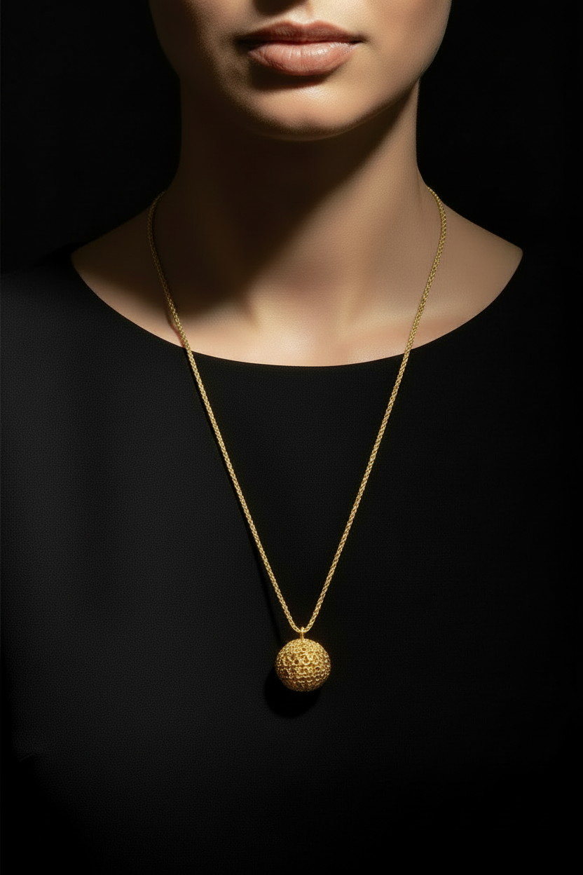 Shiny Editorial Gold Necklace on Model