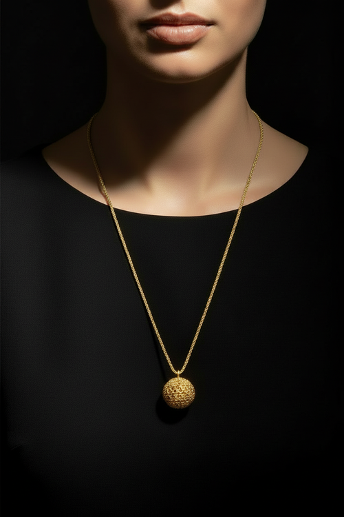 Shiny Editorial Gold Necklace on Model