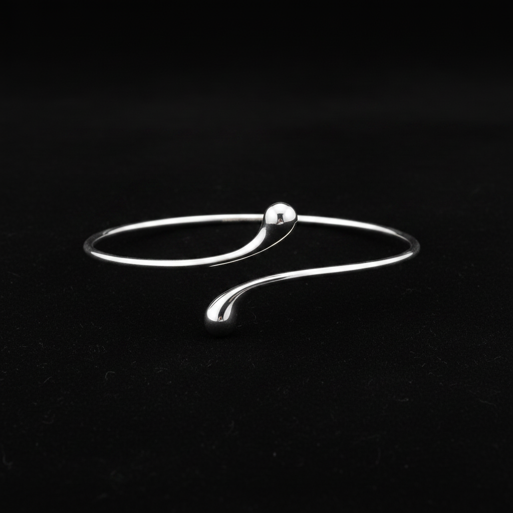 Silver Bangle Black - Angle 2