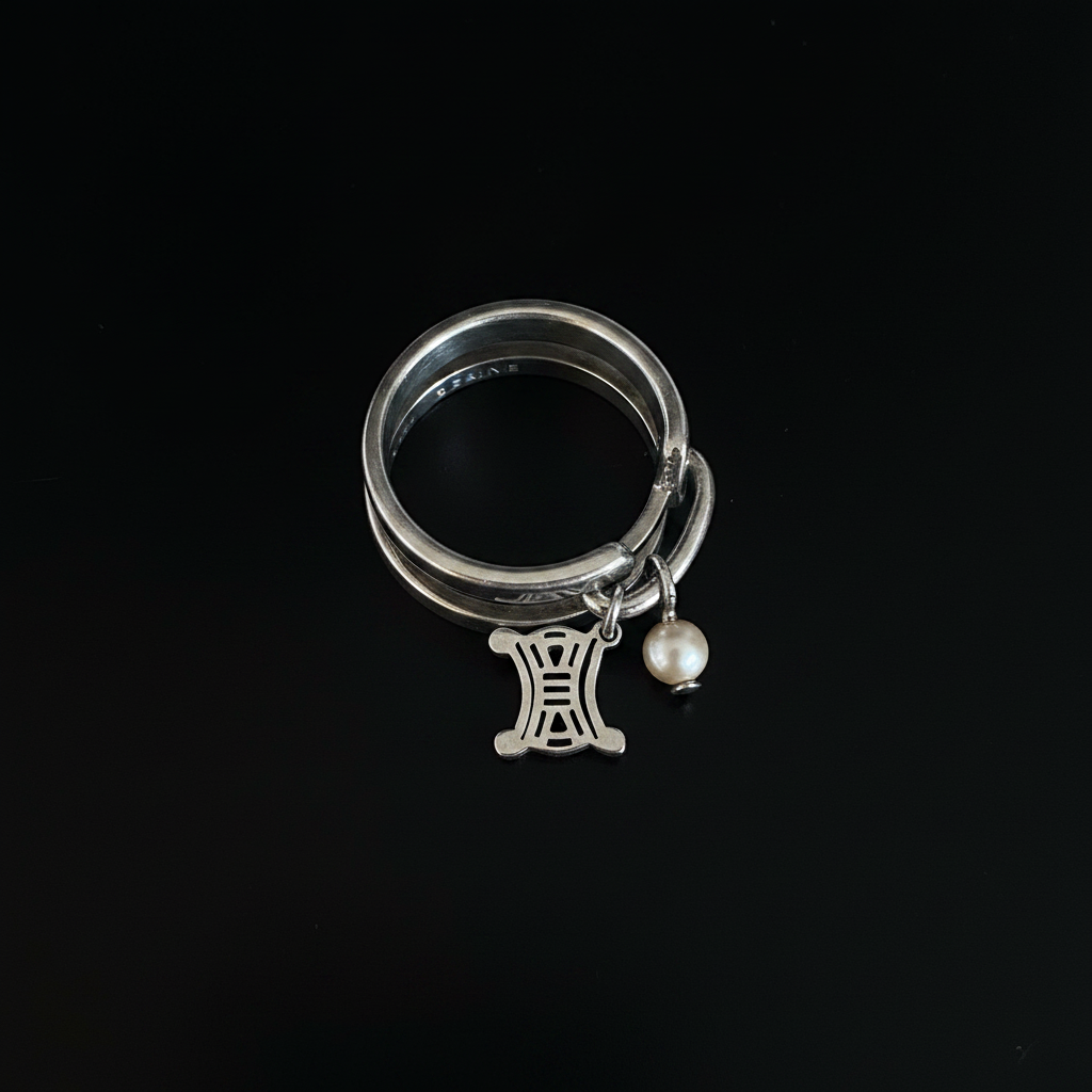 Silver Double-Band Ring Flat Lay