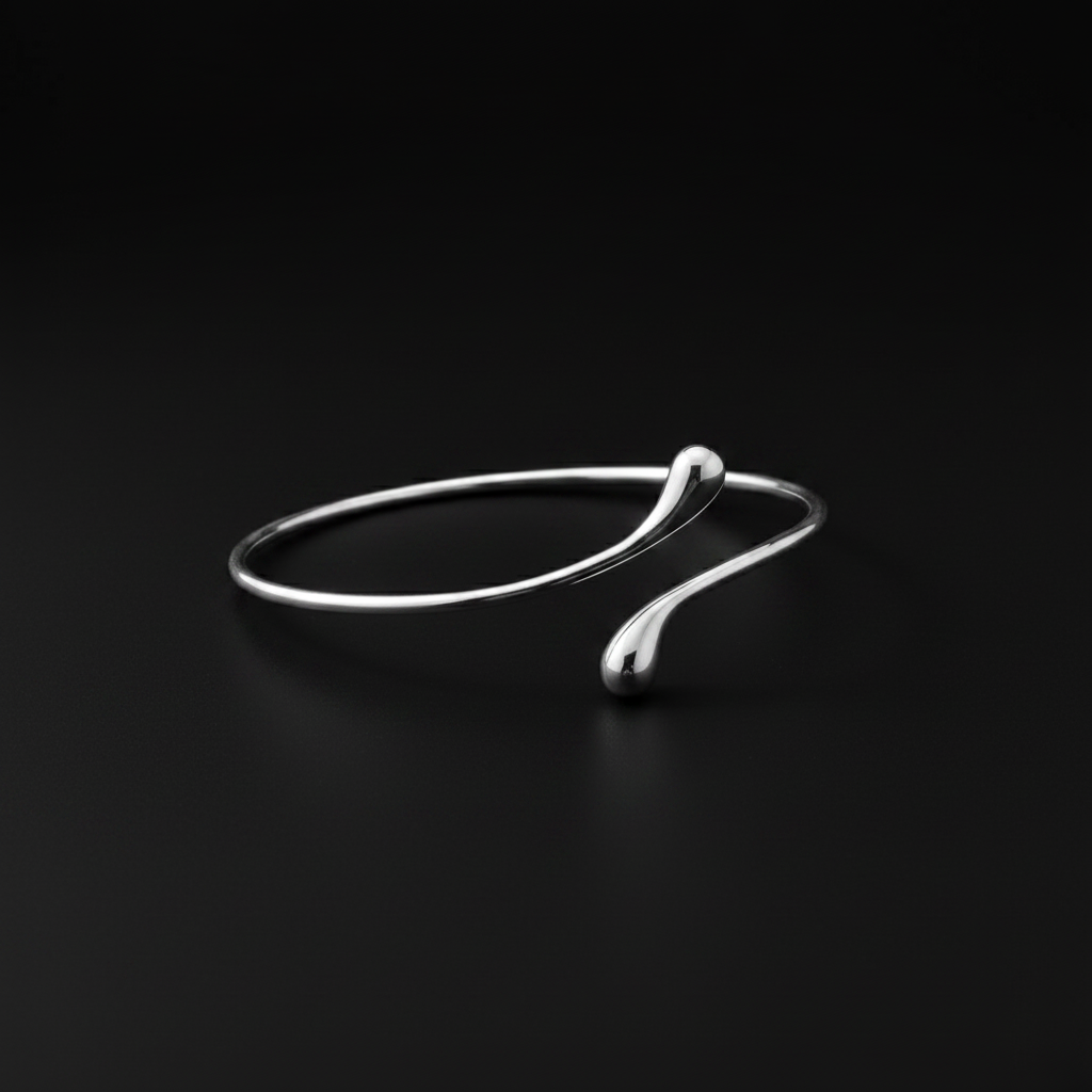 Silver Double Teardrop Black