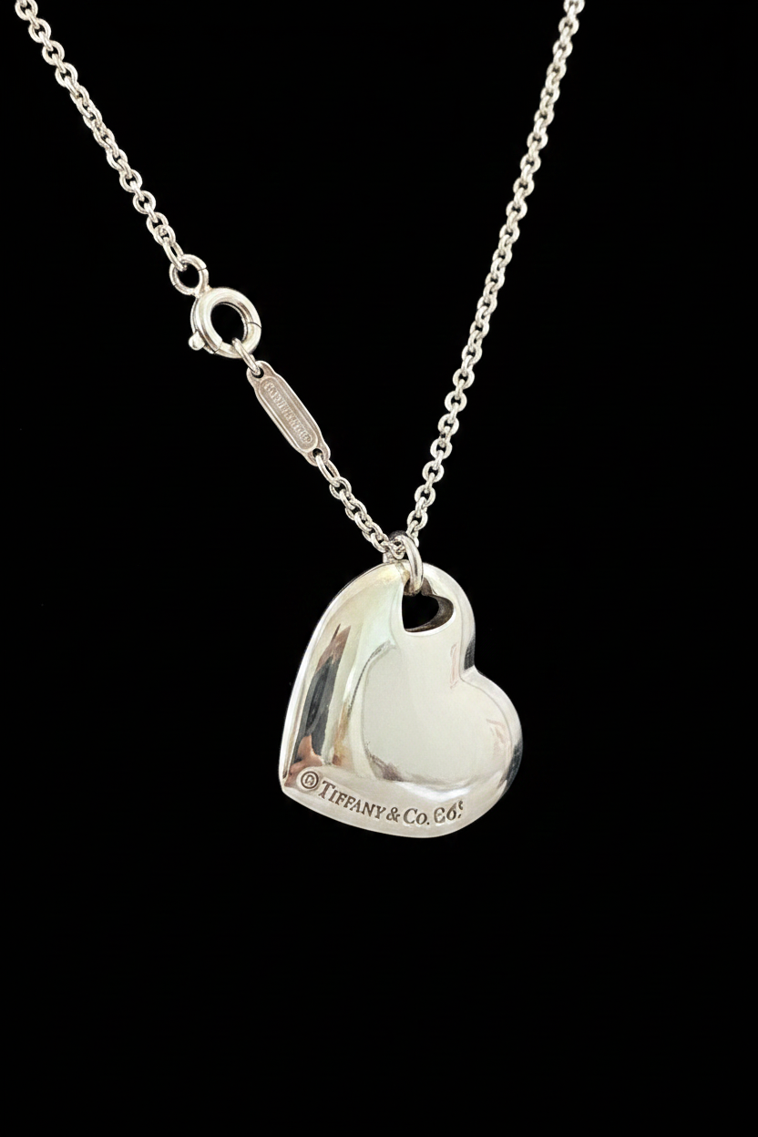 Tiffany & Co. Heart Pendant Close-Up - Black Background