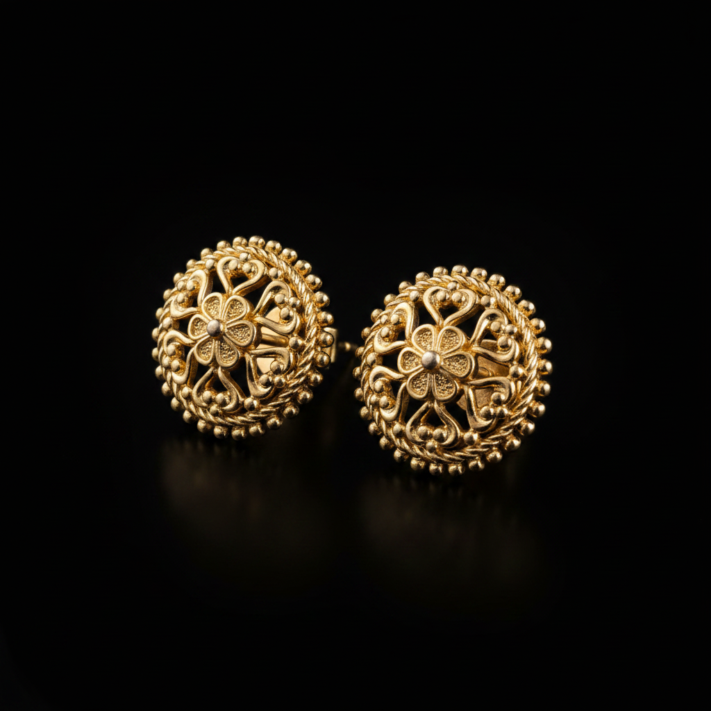 Vintage Dior Filigree Earrings - Side Angle